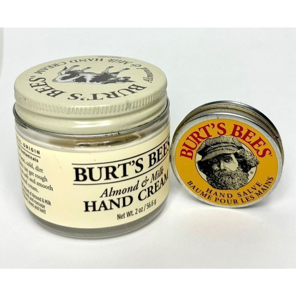 Burt’s Bees Almond Milk Hand Cream Jar 2 fl oz & Mini Hand Salve Tin